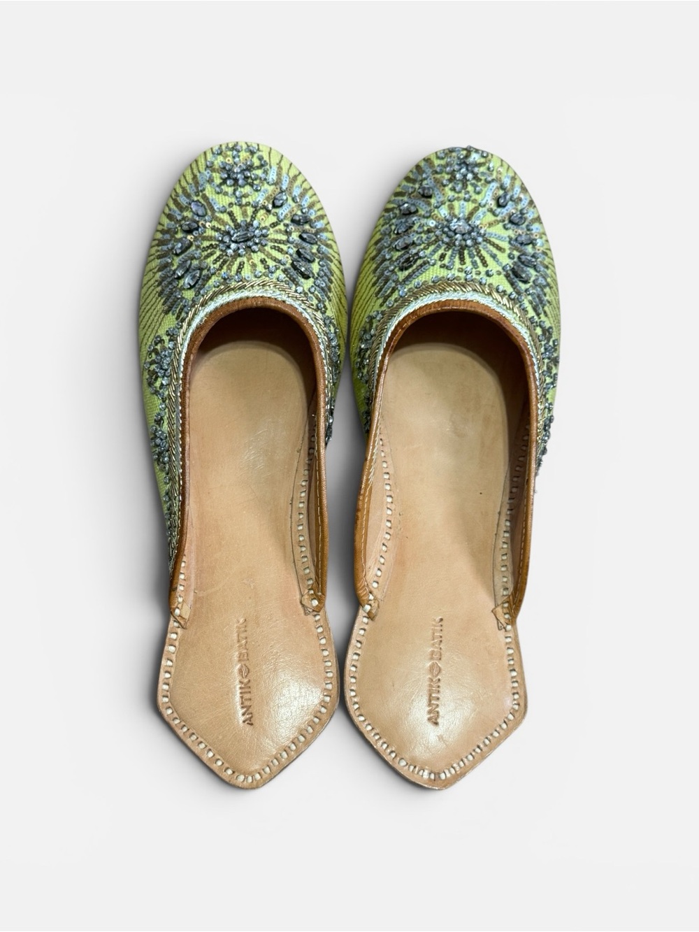 Antik & Batik Yellow Women's Jutti Mules sequin embroidery EU 38/US 8 - Picture 5 of 8